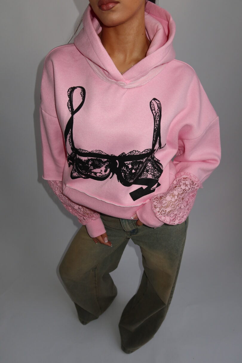 PRIORITY SPICE LACE HOODIE – PINK