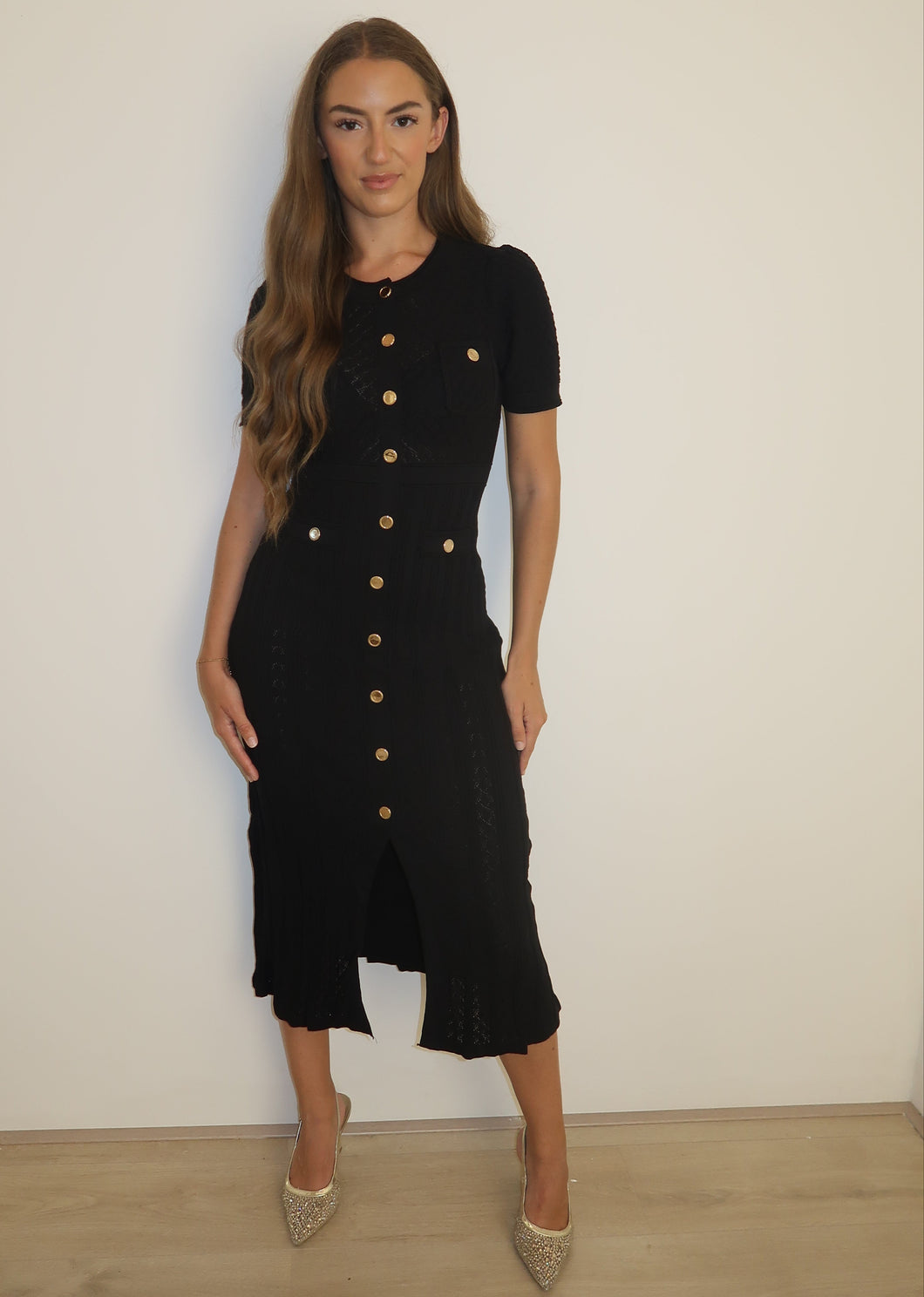Knitted Midi Dress - Black