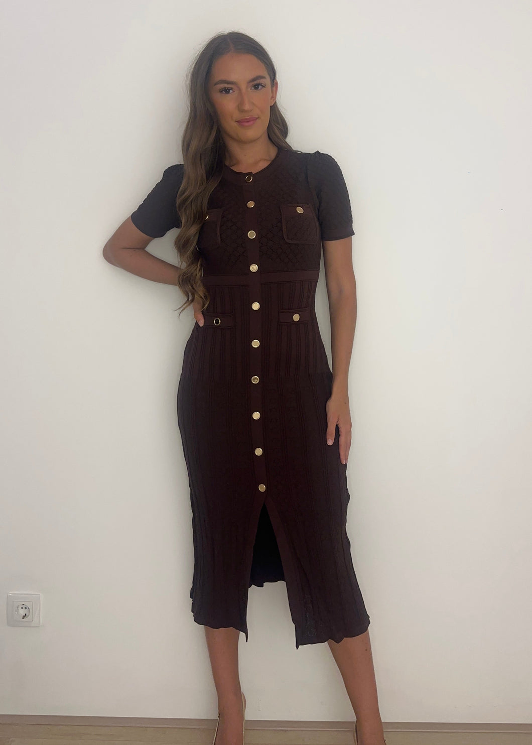 Knitted Midi Dress - Choco
