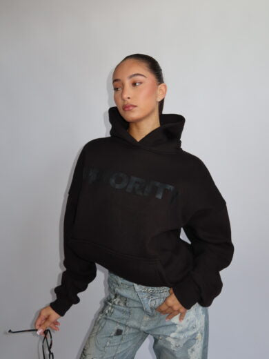 PRIORITY MINIMALISTIC HOODIE – BLACK
